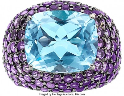 #PIRANESI #Blue Topaz #Amethyst #Ring #Topaze Bleue #Améthyste #Bague d'oreille