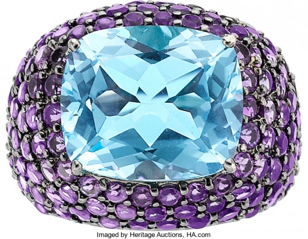 #PIRANESI #Blue Topaz #Amethyst #Ring #Topaze Bleue #Améthyste #Bague d'oreille
