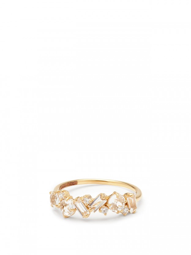 #SUZANNE KALAN #Ring #Gold #Baguette White Topaz #Topaze Taille Baguette