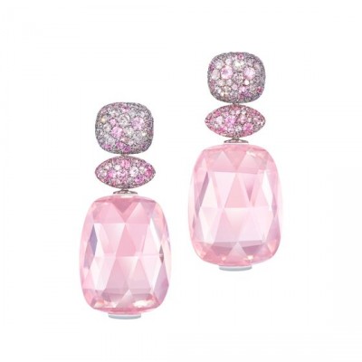 #THOMAS JIRGENS #Earrings #RoseQuartzBriolettes #PinkSapphires #WhiteDiamond
