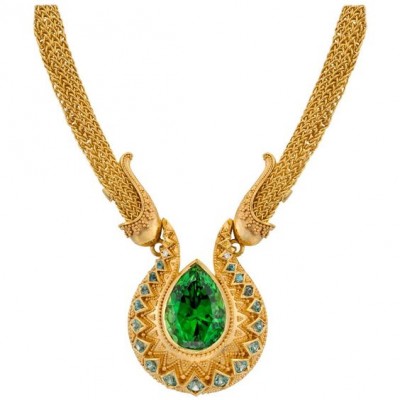 #KENT RAIBLE #Chrome Tourmaline #18k gold granulation #woven chain