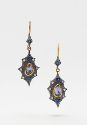 #ANNIE FENSTERSTOCK #Earrings #Gold #Sapphires #Diamaonds #Silver #Boucles d'oreilles #Or #Saphirs #Argent