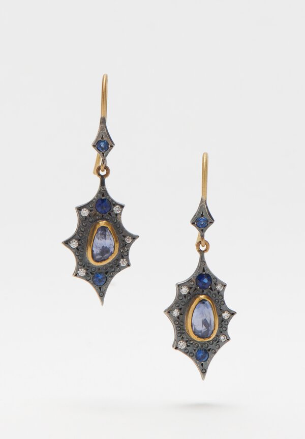 #ANNIE FENSTERSTOCK #Earrings #Gold #Sapphires #Diamaonds #Silver #Boucles d'oreilles #Or #Saphirs #Argent