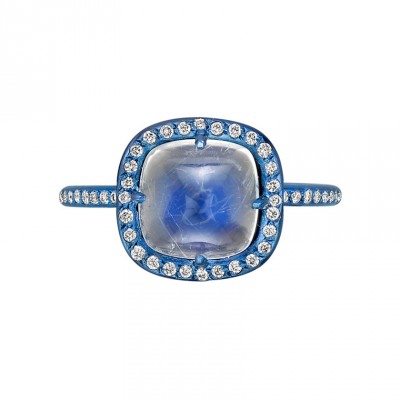 #BUSATTI MILANO #Ring #Cabochon Moonstone & Diamond #PIerre de Lune #diamant #bague