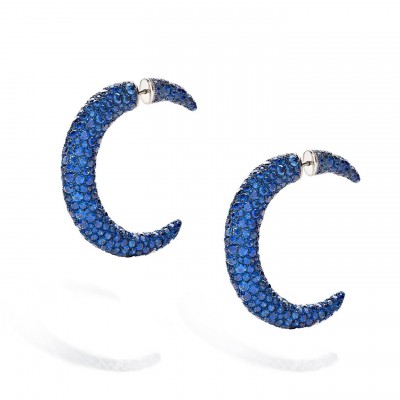#BUSATTI MILANO #blue sapphires brilliant cut #saphirs taille brillant #blue titanium #Titane bleu #earrings #boucles d'oreilles