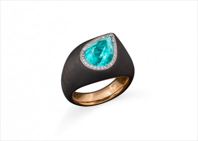 #DORIS HANGARTNER #Paraiba tourmaline #carbon ring #bague
