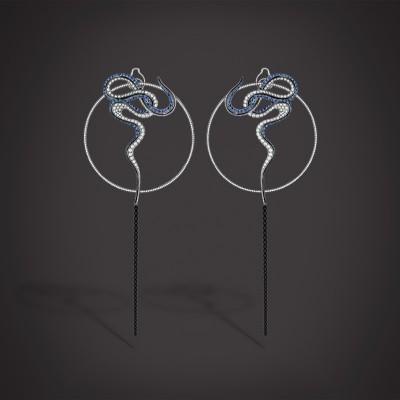 #MAREI #Earrings #206 round sapphires #624 round brilliant diamonds #60 black onyx beads #enamel