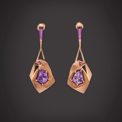 #MELANIE-EDDY-#amethyst-#sapphires-#earrings-#améthyste-#saphirs