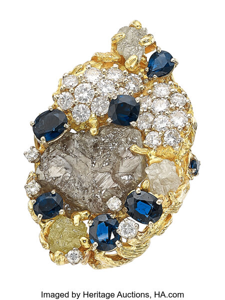 #PETER LINDEMAN #Rough Diamond #Colored Diamonds #Sapphire #Gold #Ring #diamant brut #diamants de couleur #saphir #or #bague