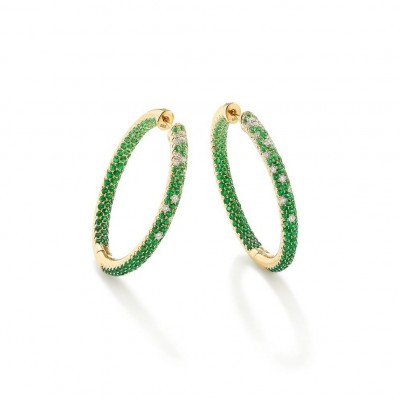#ROBINSON PELHAM #Earrings #Diamond #Tsavorite #Gold #Diamant #or #Tsavorite #Grenat vert #Boucles d'oreilles