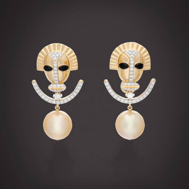 #SATTA MATTURI #brilliant diamonds #onyx #cultured pearls #Earrings #diamants #perles de culture #boucles d'oreilles