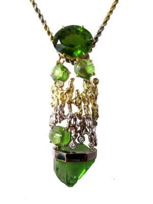 #SEEN LEE WEISSLEIB #Pendentif 'Algues marines' #Pendant #Peridot #Diamond #Diamant