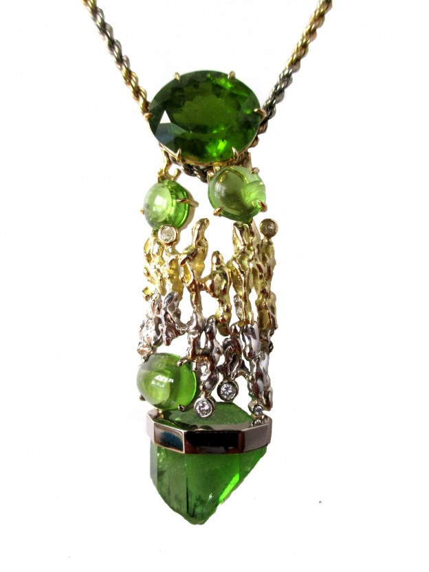 #SEEN LEE WEISSLEIB #Pendentif 'Algues marines' #Pendant #Peridot #Diamond #Diamant