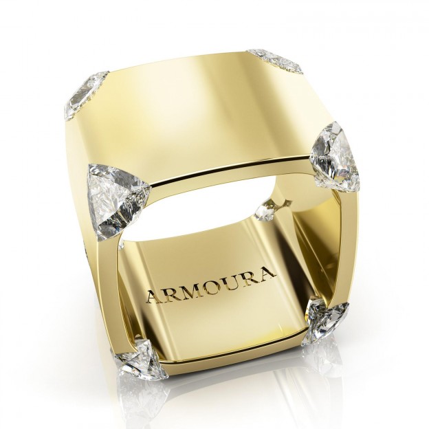 #ARMOURA #trilliant-ring #18K-yellow-gold #diamonds #diamants