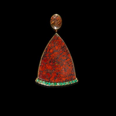 #KONSTANTIN LIBMAN #DINOSAUR BONE #AMMOLITE #EMERALD #PENDANT #Osz de dinosaure #ammaolite #émeraude #pendentif