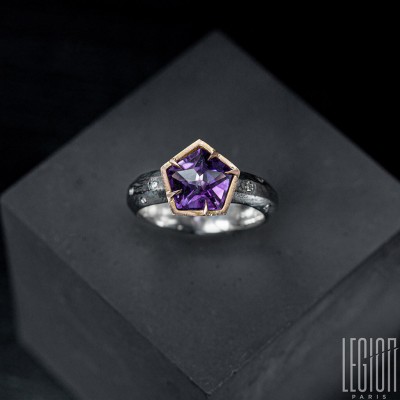 #LEGION PARIS #Ancolia #Bague #Ring #Amethyst #Améthyste #Or #Gold #Argent #Diamonds #diamants