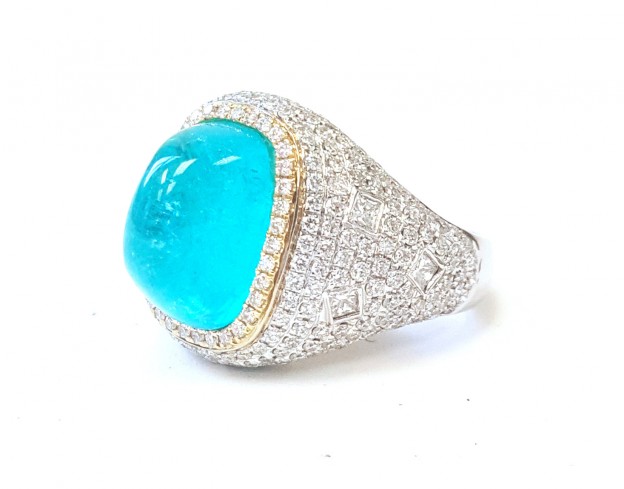 #AKIVA GIL #Diamond #cocktail ring #paraiba tourmaline cabochon