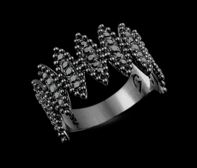 #CARLA AMORIM #Ring #Bague #18 k gold #black diamonds #Diamants noirs