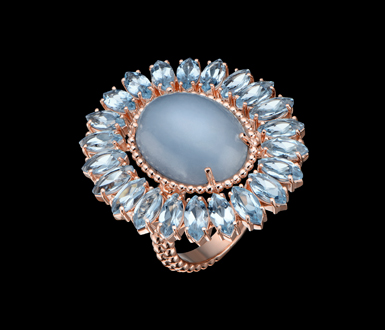 #CARLA AMORIM #Ring #Bague #18 k gold #topaz sky blue #fluorite #topaze bleue