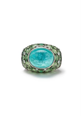 #ALEXANDER LAUT #Paraiba #tourmaline #Tsavorite #Diamond #Gold #Ring