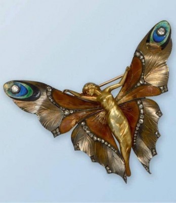 #LUCIEN GAILLARD #Art Nouveau #gold #enamel #diamond #brooch
