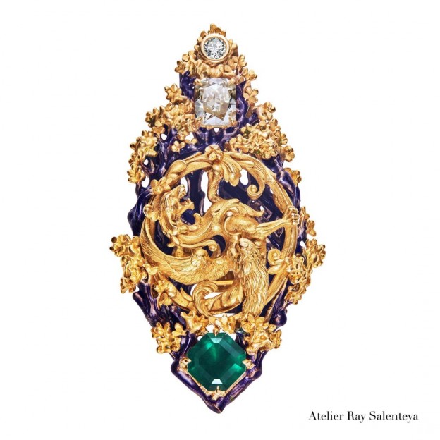 #RAY SALENTEYA # yellow diamond #Colombian emerald #Ring #Diamant jaune #Emeraude #Bague