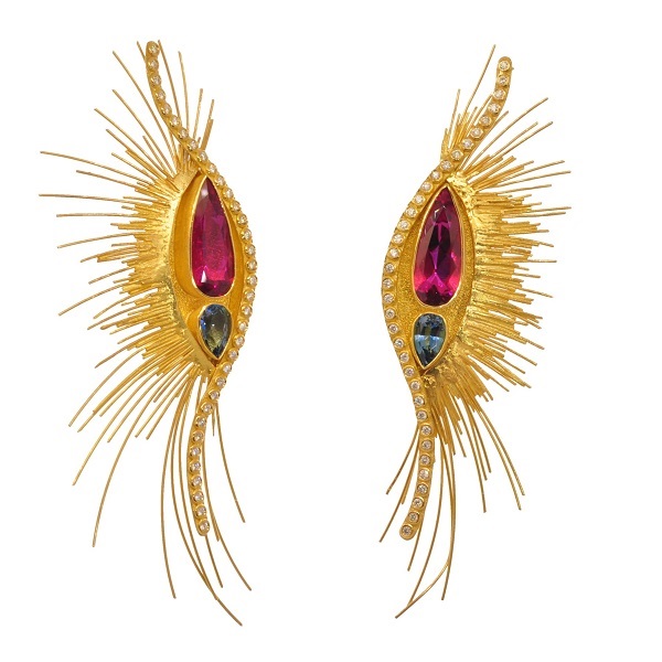 #PETER SCHMID #2020-AGTA-Specturm-Award-Winner #'Lady-Gaga' #Earrings #Rubellite #Aquamarine #aigue-marine #Diamonds #Diamants